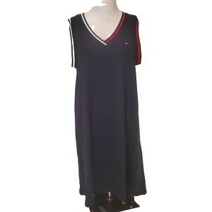 NEW Tommy Hilfiger Medium tank dress shift stripe colorblock v-neck cap sleeve